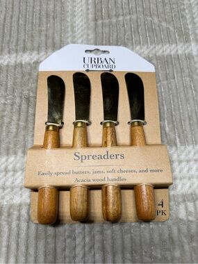 Acacia Wood Handle Spreaders - Brown (4 Pack)